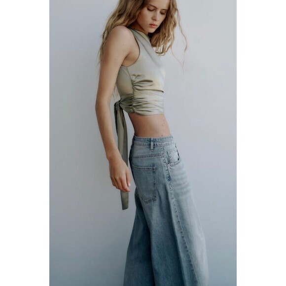 Zara Open Back Satin Effect Top XS - Picture 1 of 8